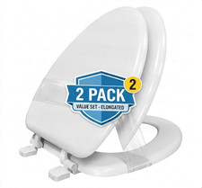 2 Pk White Elongated Toilet Seat Durable Bathroom Replacement Easy Install Klozet Kapağı price