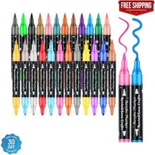 24 Colors Dual Tip Acrylic Paint Marker Pens Set Multifunctional Acrylic Tips Kalem Seti price