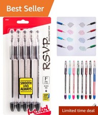 RSVP Ergonomic Ballpoint Pen Set, 0.7mm Fine Point, Black Ink, Pack of 5 Kalem Seti price