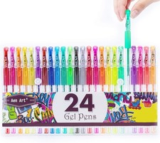 Aen Art Glitter Gel Pens 24 Colors Fine Tip Markers for Adult Coloring Kalem Seti price