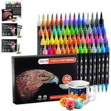 Acrylic Paint Marker Pens Set Brush/Fine Dual Tip Permanent Waterproof Opaque Kalem Seti price