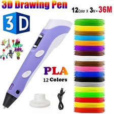 ✨ 3D Printing Pen Set 3D Drawing Pen with Led Display 12 Color Filament Kid Gift Kalem Seti price