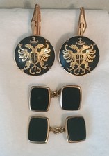 Vintage Damascene Black and Gold Cufflinks Kol Düğmesi price