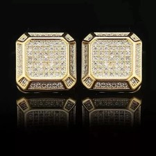 5CT Round Cut Lab Created Diamond Men's Wedding Cufflinks 14K Yellow Gold Plated Kol Düğmesi price