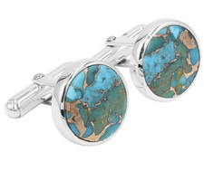 Blue Copper Turquoise Cufflinks 925 Sterling Silver Handmade Men's Wedding Gift Kol Düğmesi price
