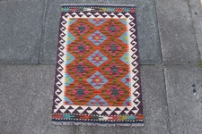 Kilim Vintage Traditional Hand Made Oriental Red Blue Wool Small Kilim 91x60cm Kilim price