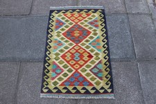 Kilim Vintage Traditional Hand Made Oriental Green Wool Small Kilim 104x68cm Kilim price