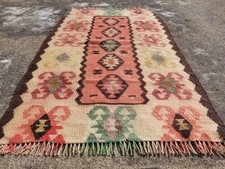 Distressed Vintage Traditional Handmade Turkish Wool Multicolor Kilim 3.4x2.0ft Kilim price