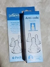 Dr Brown's Anti Colic Baby Bottle Nipple 6 Pack Narrow Level 2 Nipples Free Ship Biberon Emziği price