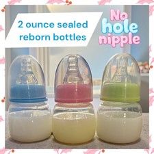 2 ounce sealed baby bottle with no hole nipple for Reborns. Biberon Emziği price