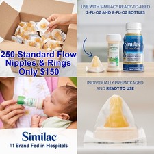 250 Similac Baby Formula Twist Nipples & Rings Infant Bottle Standard Flow NEW Biberon Emziği price