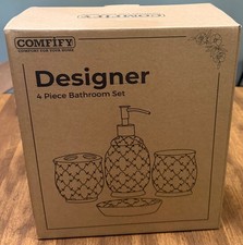 Comfify 4 Pc Teal Blue Ceramic Bathroom Accessory Set Soap Dispenser New Banyo Aksesuar Seti price