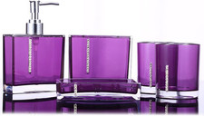 5PCS Purple Bathroom Accessory Set, Acrylic Bathroom Decor Sets Accessories, Squ Banyo Aksesuar Seti price