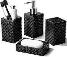 Black Bathroom Accessories Set, 4 Pack Matte Black Bath Accessory Sets Complete, Banyo Aksesuar Seti price