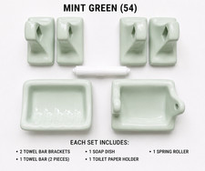 Rare and hard to find Mint Green Ceramic Bathroom Accessory Set, Vintage, Retro Banyo Aksesuar Seti price