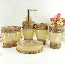 Vintage Golden Bathroom Accessories, 5Piece Bathroom Accessories Set, Bathroom S Banyo Aksesuar Seti price