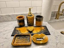 6-Piece Gold/Black Resin Bathroom Accessory Set w/Tray, Soap Dish, Dispenser Banyo Aksesuar Seti price