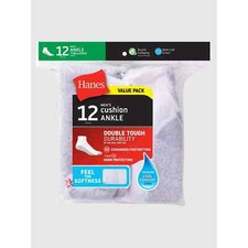 Hanes Men's Double Tough Ankle Socks  12-Pack, Size 6-12 Soket Çorap price