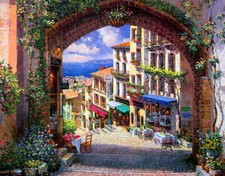 Beautiful Mediterranean City Oil painting Wall art Giclee Printed on Canvas P054 Yağlı Boya Tablo price