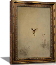 Vintage Gold Framed Hummingbird Wall art, Antique Flying Bird Oil Painting Ca... Yağlı Boya Tablo price
