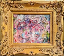 KADLIC Original Oil Painting Abstract Impasto Landscape Gold Gilt 15" Wood Frame Yağlı Boya Tablo price