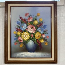 Vintage Original Still Life Floral Oil Painting on Canvas Framed Signed B. Yağlı Boya Tablo price