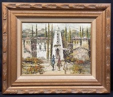 Vintage Palette Knife Oil Painting Spanish Village Scene Don Quixote Framed MCM Yağlı Boya Tablo price