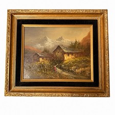 Original G Follini Mountain Landscape Oil Painting Signed Giorgio Follini Framed Yağlı Boya Tablo price