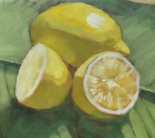 Original Still Life Oil Painting Lemons On Green Background Yağlı Boya Tablo price