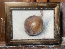 Levent Deparis_Original oil painting 5x7” “The onion from Food city” Yağlı Boya Tablo price