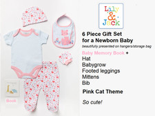 Lily & Jack  - 6 Piece Newborn Gift Set Pink/Cat Theme Beautiful Organza Bag £45 Bebek Hastane Çıkışı price