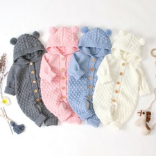 Newborn Baby Boy Girl Romper Jumpsuit Outfit Knitted Hooded Sweater Cute Clothes Bebek Hastane Çıkışı price