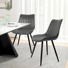 Ergonomic Dining Chair Set of 2, Grey PU Leather, 300 lbs Capacity Standart Sandalye price