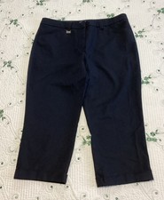 WOMEN'S Sz 14 "ZAK & RACHEL" BLACK FRONT ZIP STRETCH CHINO CUFFED CAPRI PANTS Kadın Capri / Kapri price
