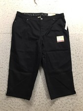NEW Faded Glory Comfort Waist Capri Pants Size 18W Black Pockets Elastic Kadın Capri / Kapri price