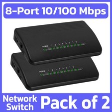 2 Pack 8 Port 100Mbps Network Switch RJ45 LAN Ethernet Sharing Hub Mac PC TV Hub & Switch price
