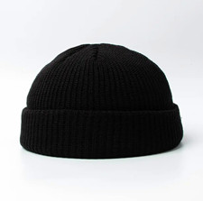 Black Solid Beanie Hat for Unisex Adults, One Size Fits Most Erkek Beresi price
