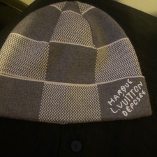 Men's Gray Check Lightweight Beanie Hat, One Size, Casual Fall Winter Erkek Beresi price