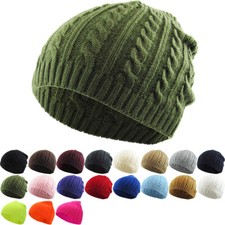 Cable Knit Beanie Solid Cuffless Trendy Stretchy Winter Hat Ski Cap Erkek Beresi price