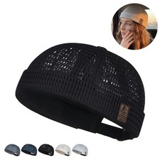 New Men Breathable Quick Dry Mesh Skullcap Brimless Adjustable Docker Beanie Hat Erkek Beresi price