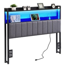 Full Size Headboard Only with LED Lights USB Charging Station W/ Storage Shelf Yatak Başlığı price