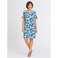 Banana Republic Blue Floral Shift Dress XS Tie Sleeve Career Chic Short Sleeve Dresses price