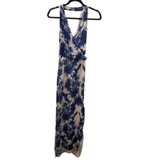 Nicole Miller Womens Sz 2 Blue Tan Floral Sleeveless Vineyard Dress Dresses price