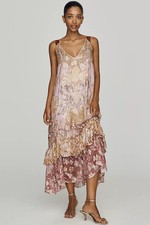Anthropologie - By Anthropologie Tie-Back Ruffle-Hem Midi Dres Sale OFF Dresses price