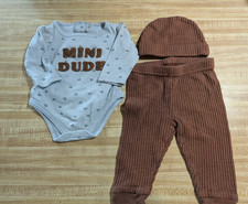 Dream Gro Baby Boy Size 0-6  100 Percent Cotton Green Mini Dude Bodysuit Set Bebek Zıbın Seti price
