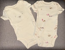 Carter's Newborn 2pc White Cotton Short Sleeve Bear Print Bodysuits Bebek Zıbın Seti price