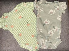 Carter's Newborn Girls 2pc Floral Short Sleeve Snap Bodysuits Pink/Green Bebek Zıbın Seti price