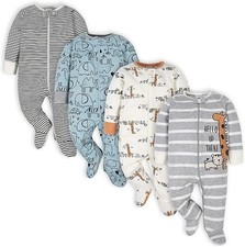 NEW Gerber Baby Boys' 4 Pk Sleep 'N Play Footie Snug Round Neck Winter Body Suit Bebek Zıbın Seti price