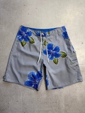Quiksilver Vintage Floral Surf Board Shorts Blue Men’s 36 XL Swim Y2K Erkek Plaj Giyimi price