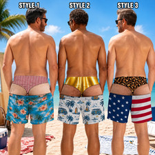 Funny Men’s Swim Trunks, Custom Fake Underwear Beach Shorts Size S-5XL Erkek Plaj Giyimi price